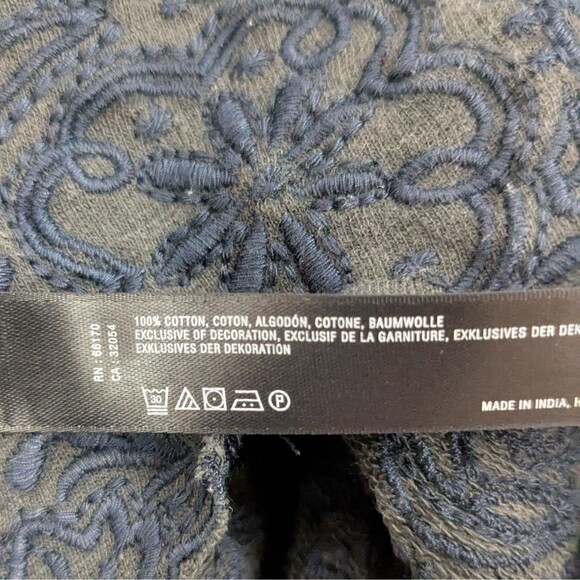 Anthropologie Saturday Sunday Embroidered Ellie Gray Blue Dress Keyhole Medium - Picture 8 of 8